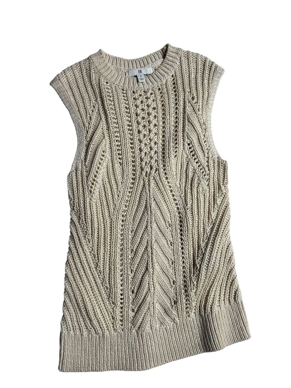 Banana Republic 100% cotton Beige Cable Knit Sleeveless Sweater Vest